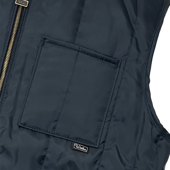 Vtg Walls Blizzard Pruf Medium Insulated Puffer Vest Dark Blue Long Tail New - Picture 5 of 9
